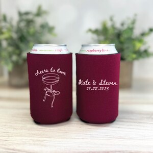 Cheers to Love - Wedding Reception Bar Can Coolers, Wedding Can Cooler, Wedding Favors, Beverage Insulators, Beer Huggers