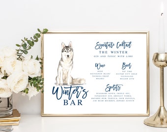 Dog Signature Cocktails Sign, Signature Drink Bar Menu, Wedding Bar Menu, Pet Wedding Bar Sign, Bar Wedding Poster, Multiple Sizes