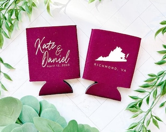 Personalized Wedding Can Holder, State Love Design (Foam Cooler)