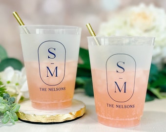 Custom Initials Personalized Wedding Shatterproof Plastic Cup, Bridal Shower/ Rehearsal Dinner /  Shatterproof Plastic Cups