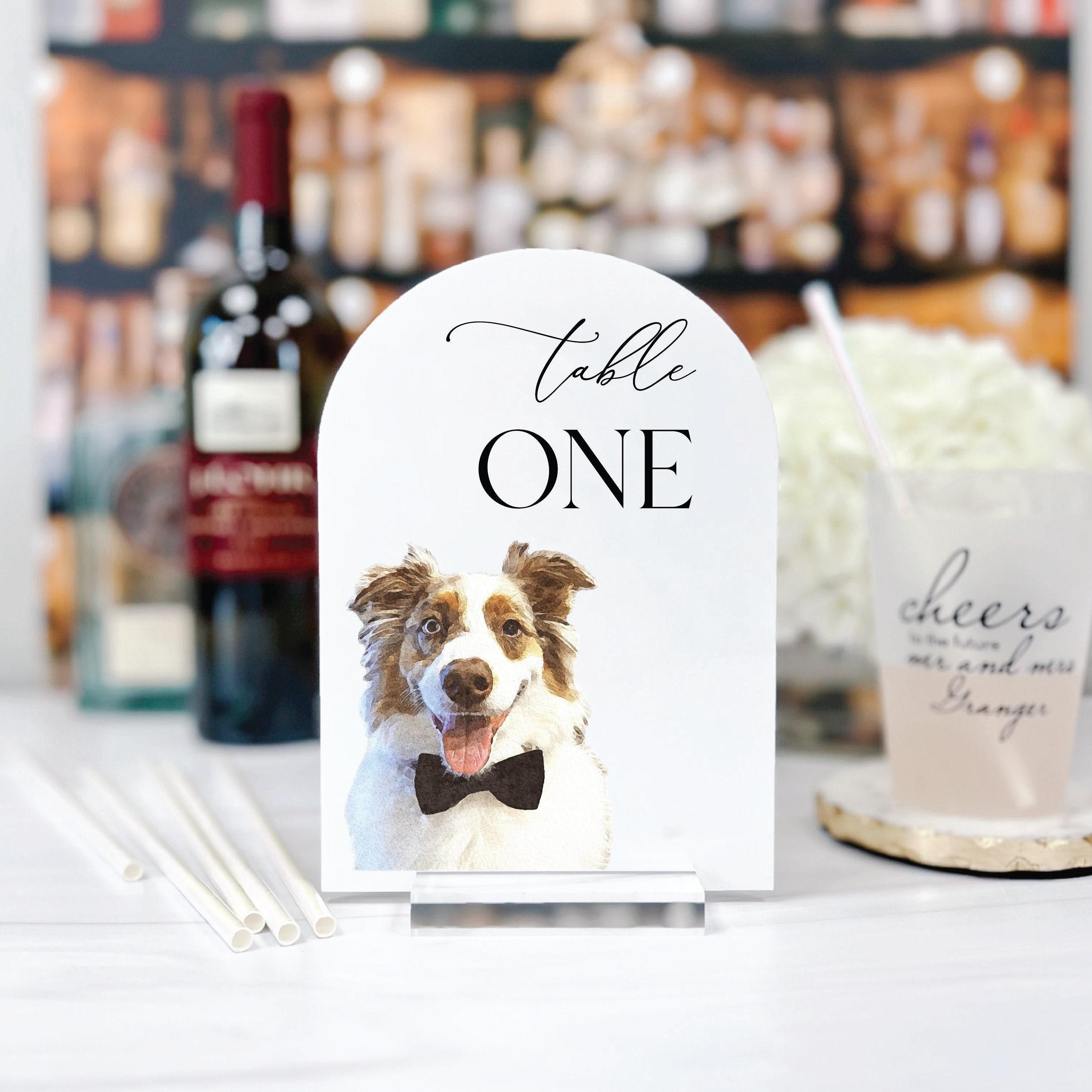 Watercolor Pet Table Numbers Arched Acrylic Signs (custom Breed