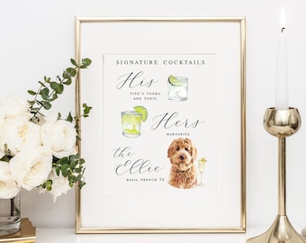 Dog Signature Cocktails Sign, Signature Drink Bar Menu, Pet Wedding Bar Menu, Pet Wedding Bar Sign, Bar Wedding Poster, Multiple Sizes