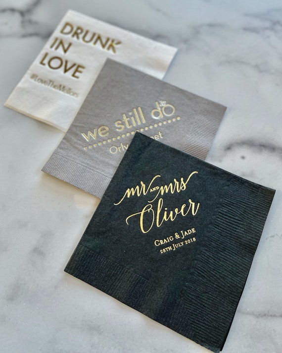Personalized wedding napkins sale