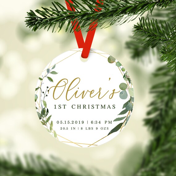 Baby's 1st Christmas Ornament, Personalized Baby Ornament, Baby Christmas Ornament, Baby's First Ornament - Birth Stats Il_570xn