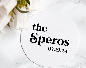 Personalized Wedding Reception Coasters, Foil Stamped Coasters, Brunch Drink Coaster, Rehearsal Dinner, Bridal Shower, Engagement Party