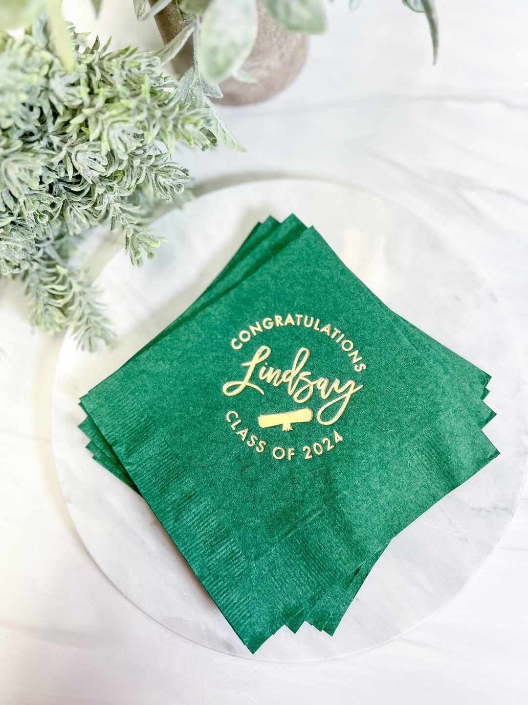 Personalized Graduation Napkins, Graduation Party, Graduation Cap