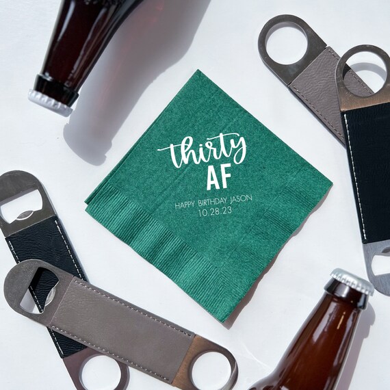 Thirty AF Personalized Birthday Napkins, 30th Birthday Napkins, Men's 30th Il_570xn