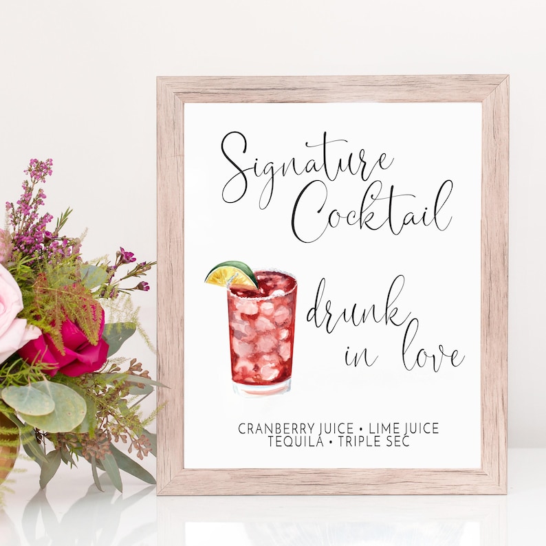 Signature Drink Bar Menu: Wedding Cocktail Sign (Prints & Canvas) image 2