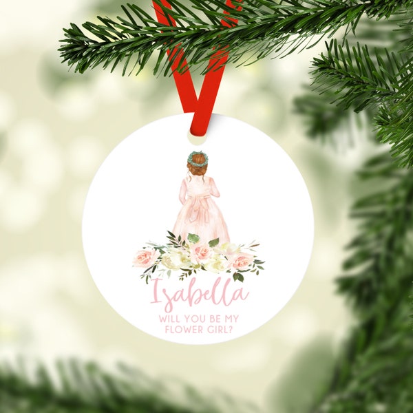Flower Girl Personalized Christmas Ornament, Personalized Children's Ornament, Will You Be My Flower Girl Ornament, Kid Christmas Ornament