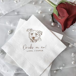 Dog Wedding Napkins, Personalized Pet Foil Print - Bridal Shower, Engagement Party, Reception Favor imagem 2