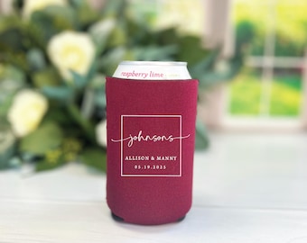 Personalized Wedding Can Coolers - Collapsible Foam Drink Insulators