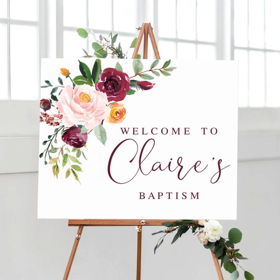 INSTANT DOWNLOAD Baptism Welcome Celebration Print, Calligraphy Welcome Sign, Christening Welcome Sign, Multiple Sizes, Edit Now Il_570xn