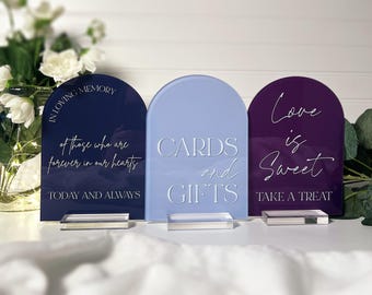 Custom Acrylic Arch Wedding Table Sign Bundle - Modern Look, Color Options