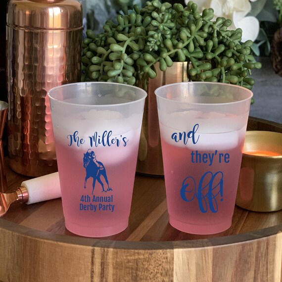 And They're Off - Derby Party Personalized Shatterproof Party Cups - Wine Cups - Derby Cocktails - Personalized Derby Cup - Frosted Cup Il_570xn
