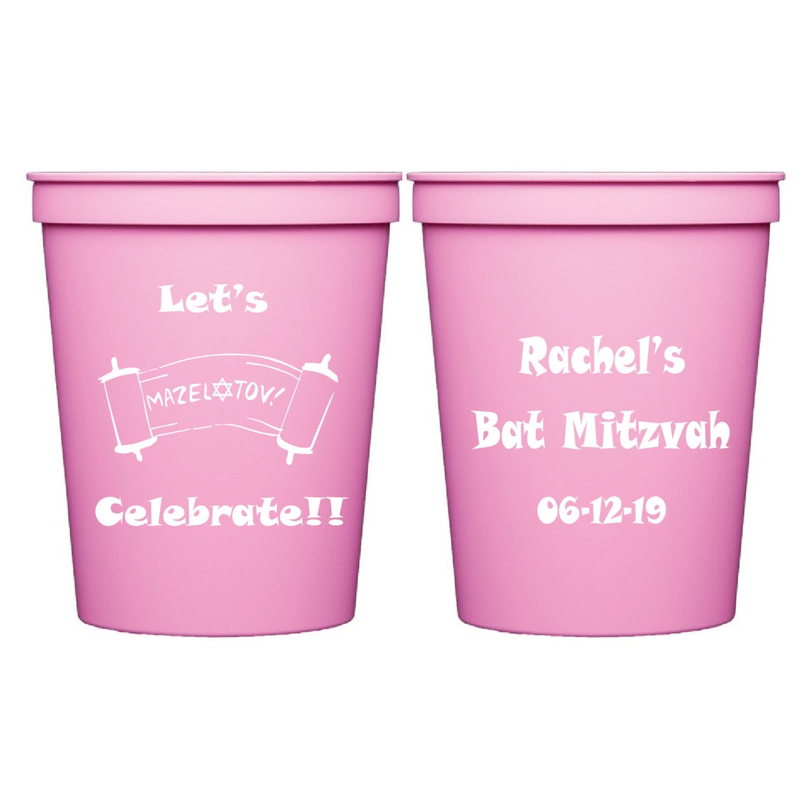 Mazel Tov Personalized Bat Mitzvah Stadium Cups Personalized Etsy