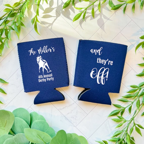 And They're Off Personalized Beer Can Cooler, Derby Party, Kentucky Derby, Run for the Roses, Horse racing Can Cooler Il_570xn