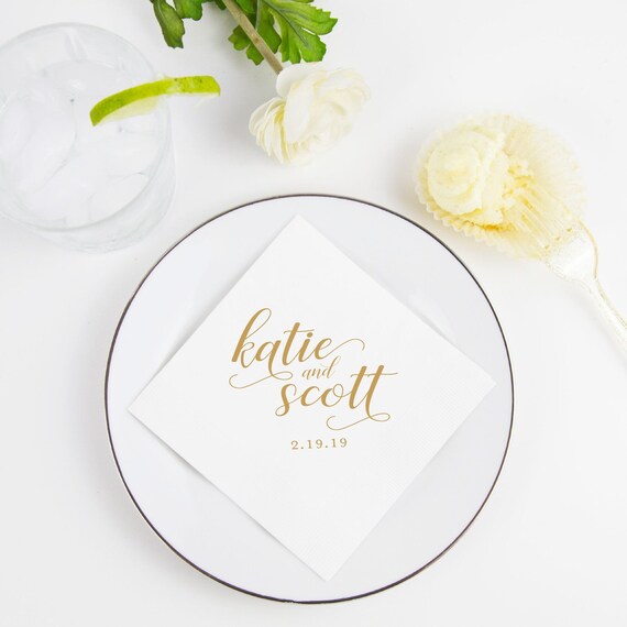 Custom First Name Wedding Napkins | Rehearsal Dinner | Engagement Party | Custom Bar Napkins | Custom Wedding Napkins Il_570xn