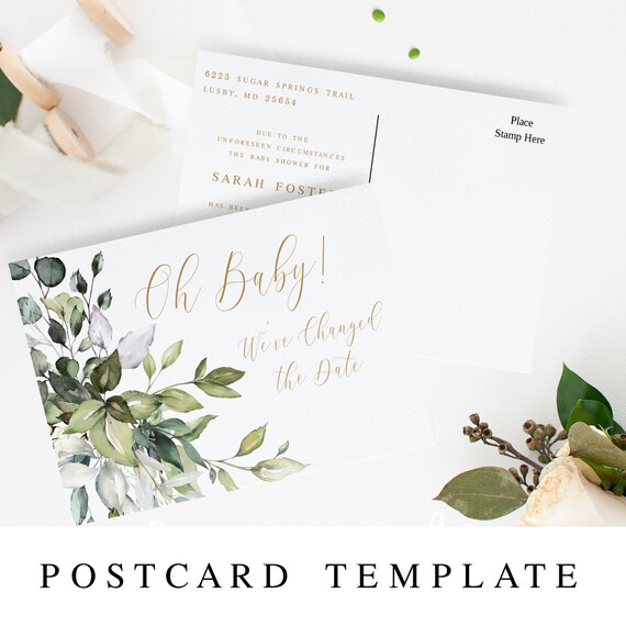 Baby Shower Change of Plans INSTANT DOWNLOAD Change the Date Card | Change the Date Card | Change of Plans | Shower Date Change | Edit Now Il_570xn