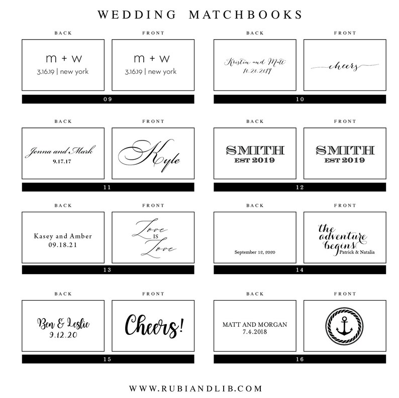 Personalized Last Name Matchbook Favors Custom Wedding Etsy