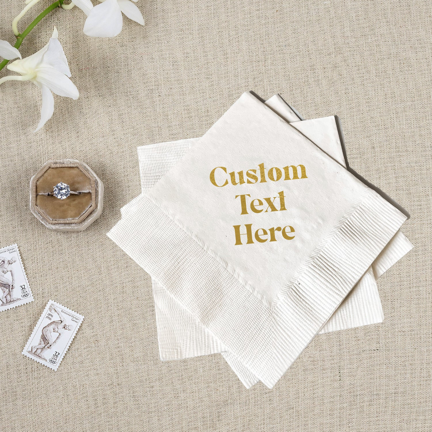 Bulk 200 Pc. Premium White Paper Napkin with Rose Gold Design