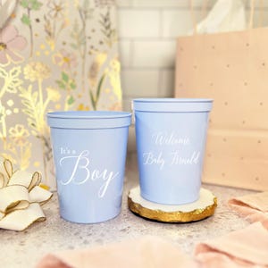 It&#39;s a Boy, Welcome Baby Personalized Stadium Plastic Cups, Baby Shower Stadium Cups, Shower Favor, Gender Reveal, Oh Baby, Baby Shower
