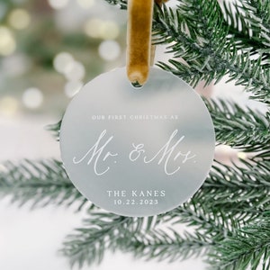 Personalized First Married Christmas Ornament, Personalized Mr & Mrs Ornament, Newlywed Christmas Ornament, Just Married First Ornament