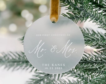 Personalized First Married Christmas Ornament, Personalized Mr & Mrs Ornament, Newlywed Christmas Ornament, Just Married First Ornament