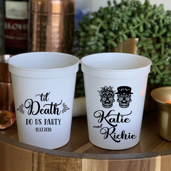 Til Death Do Us Party Personalized Stadium Plastic Cups Engagement