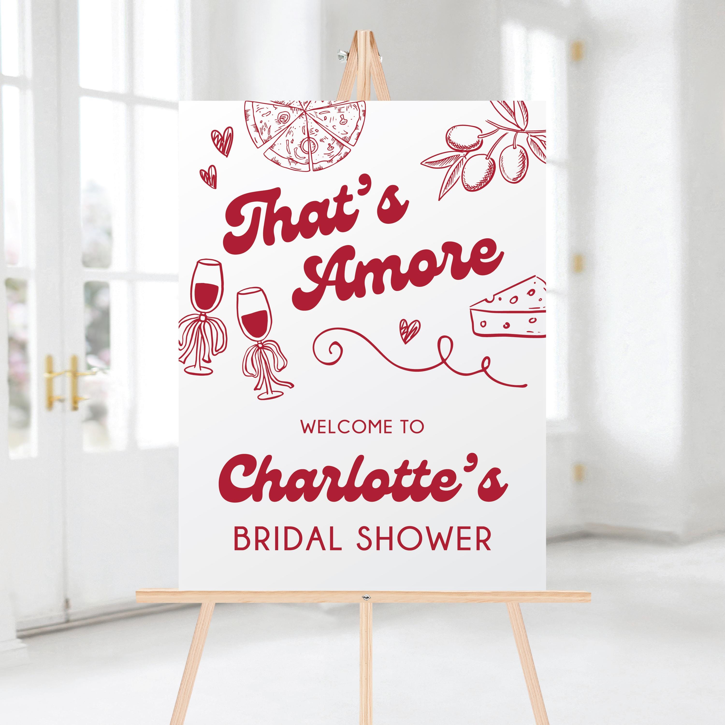 That's Amore Personalized Bridal Shower Acrylic Sign - Italian-Themed Bridal Shower Sign, Bridal Shower Decor, Bridal Shower Welcome Sign