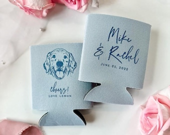Wedding Can Holder: Custom Dog Artwork (Collapsible, Reusable)