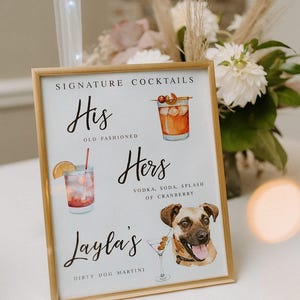 Dog Signature Cocktails Sign, Two Dog Signature Drink Bar Menu, Pet Wedding Bar Menu, Wedding Bar Sign, Bar Wedding Poster, Multiple Sizes
