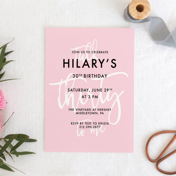 Talk Thirty to Me - Thirtieth Birthday Invitation - 5x7 Birthday Invitations - Free Shipping - Pink and White, 30th Birthday, Thirty