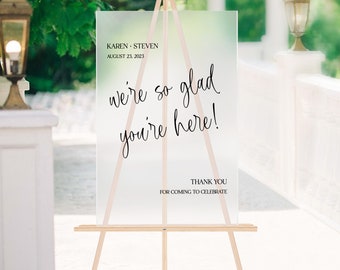 We're So Glad You're Here Wedding Ceremony Sign, Wedding Acrylic Sign, Wedding Sign, Acrylic Welcome Sign, Wedding Sign, Modern Sign