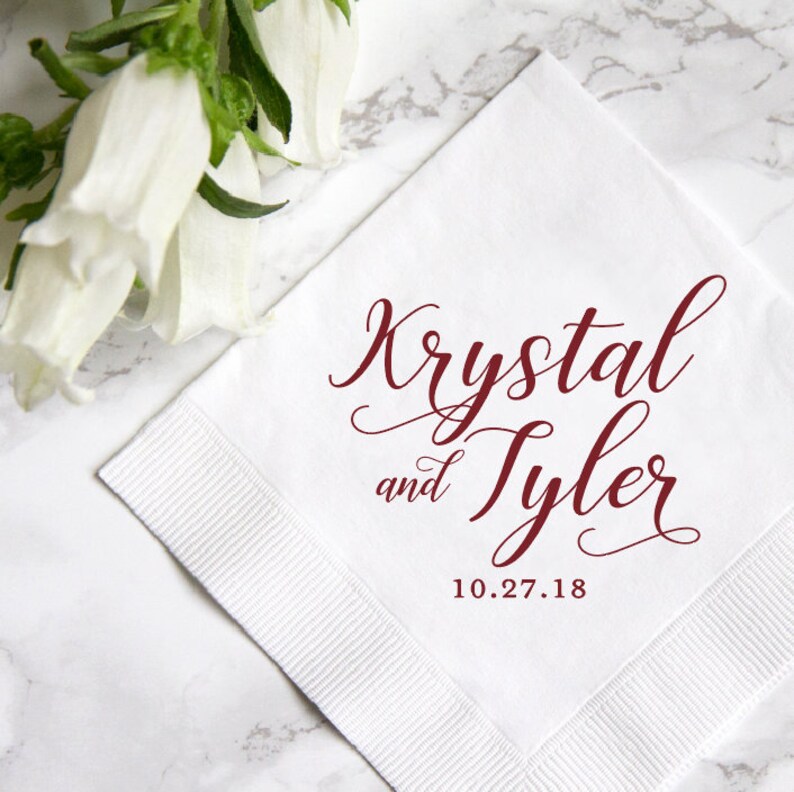 Rehearsal Dinner Custom Wedding Napkins Custom First Name Wedding Napkins Custom Bar Napkins Engagement Party