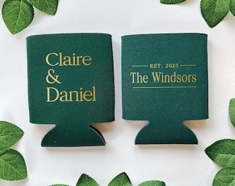 Custom Wedding Can Cooler, Personalized Drink Holder (Collapsible, Foam Insulated)