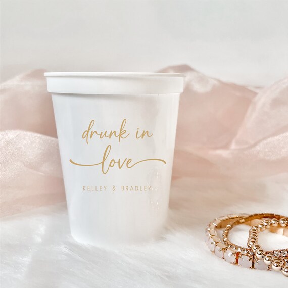 Drunk in Love Wedding Personalized Stadium Plastic Cups Engagement