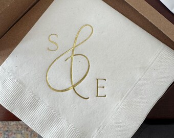 Foil Initial Wedding Napkins - Personalized for Engagement or Party