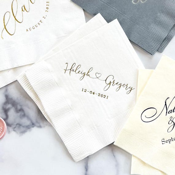 400 Serviettes De Table Personnalisées Pour Mariage - Impression Photo Ou Texte - 12,2x12,2 Cm