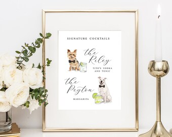 Pet Signature Cocktails Sign, Pet Signature Drink Bar Menu, Pet Wedding Bar Menu, Wedding Bar Sign, Pet Bar Wedding Poster, Multiple Sizes