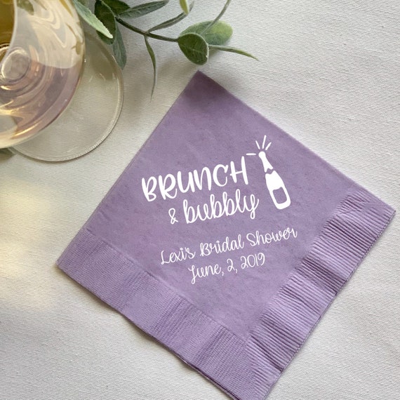 Brunch and Bubbly Personalized Bridal Shower Napkins - Bridal Shower - Rehearsal Dinner - Engagement Party Napkins Il_570xn