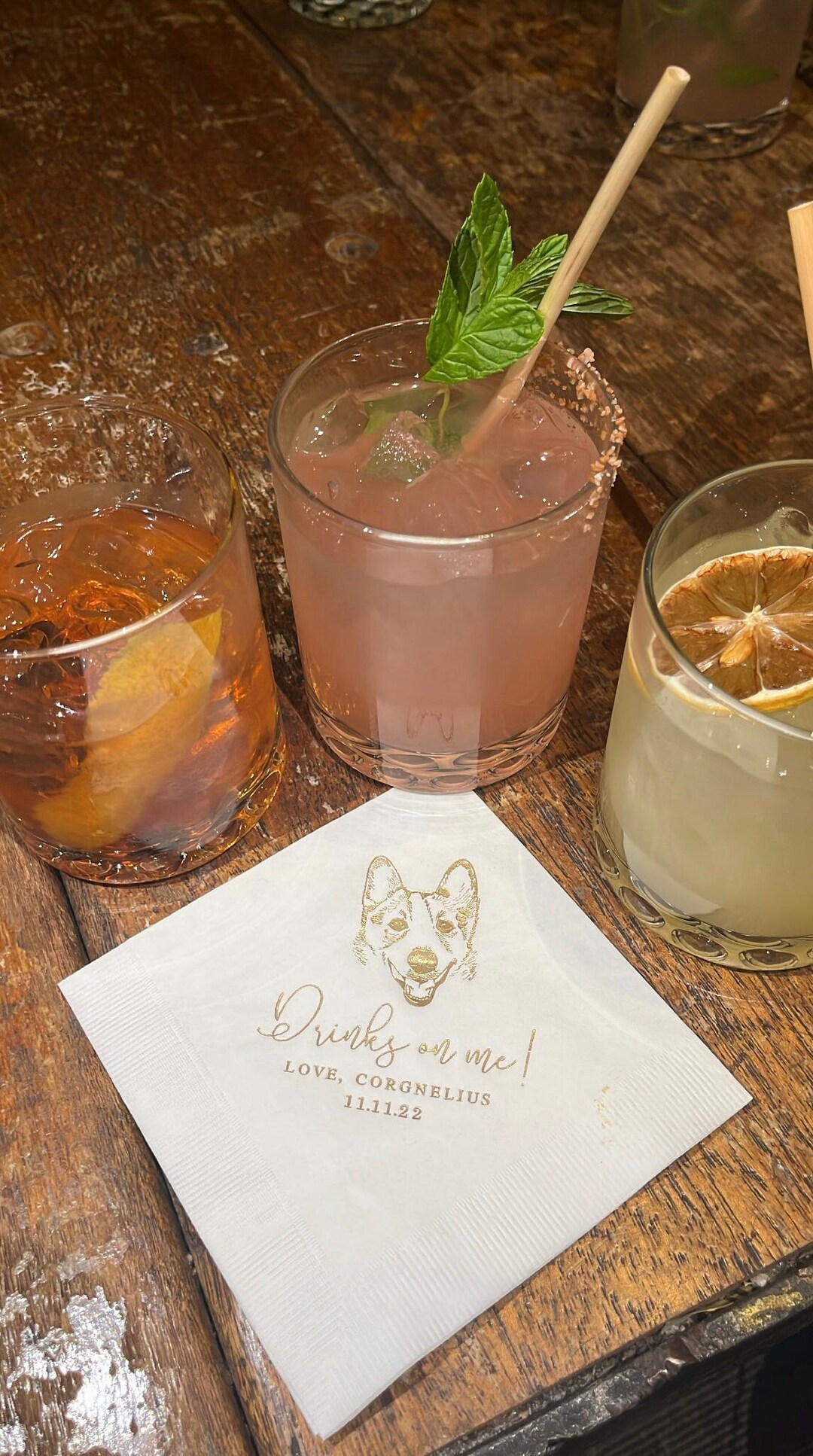 Custom Illustrated Dog Wedding Napkins, Bridal Shower, Engagement Party, Custom Bar Napkins