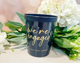 Engagement Party Cups: Custom Stadium Plastic - Reusable, BPA Free