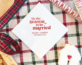 Christmas Wedding Napkins - Personalized Foil for Rehearsal & Engagement