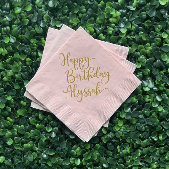 Happy Birthday Personalized Napkins, Happy 1st Birthday, Custom Napkins Il_570xn
