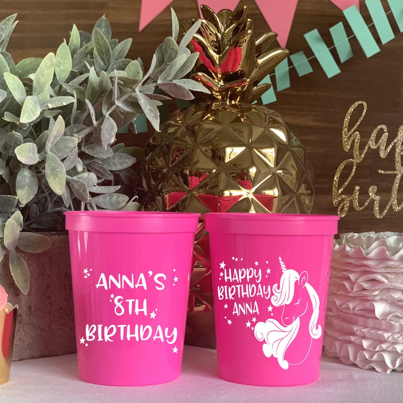 Unicorn Birthday Stadium Plastic Cups Unicorn Party First Etsy