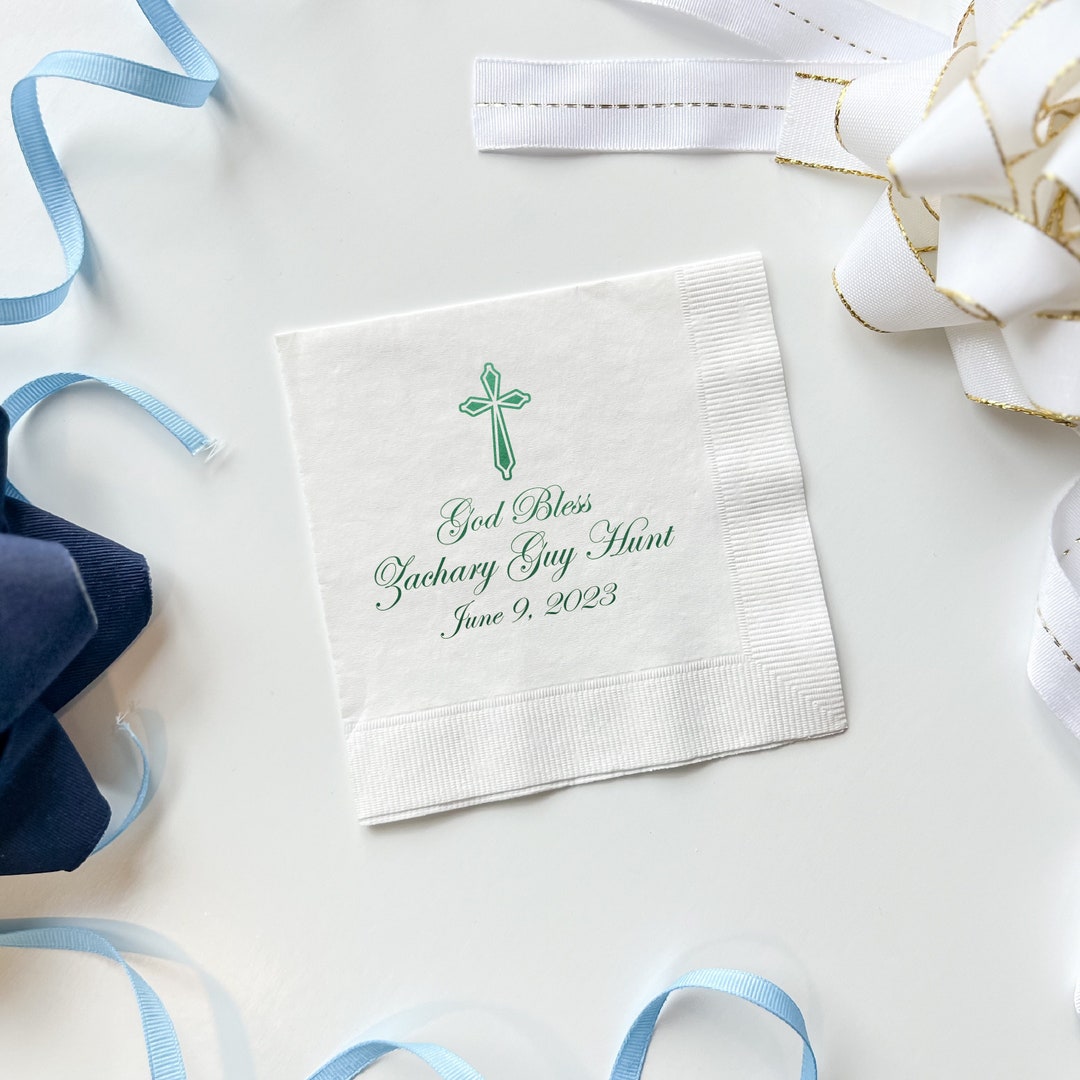 God Bless Personalized Christening Napkins, Baptism Napkins, Personalized Religious Napkins