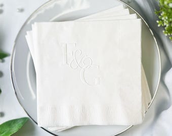 Embossed Wedding Napkins: Custom Text for Engagements & Parties