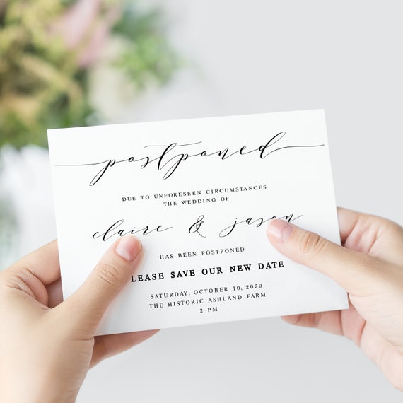 INSTANT DOWNLOAD Wedding Postponed - Change the Date Card | Change the Date Card | Change Our Date | Wedding Date Change | Edit Now Il_570xn