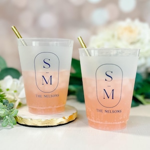 Custom Initials Personalized Wedding Shatterproof Plastic Cup, Bridal Shower/ Rehearsal Dinner /  Shatterproof Plastic Cups