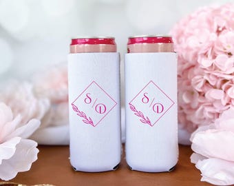 Slim Wedding Can Holder: Diamond Monogram - Custom Foam Cooler